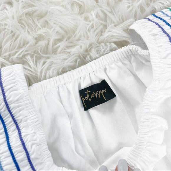 Petersyn Women's Audrey Rainbow Off Shoulder 100% Cotton Blouse‎ Size Small - Picture 4 of 6